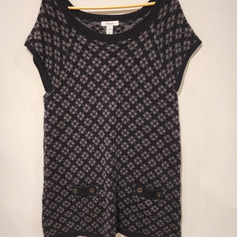 Style & Co Sweater Dress Black/Grey XL